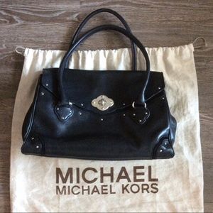 Vintage Michael Kors Studded Leather Shoulder Satchel Black